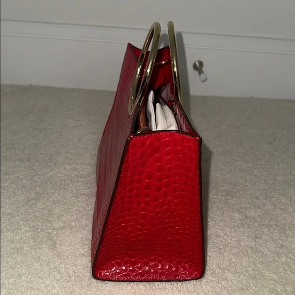 Kate Spade Red Croc-Embossed Tote with Gold Handles - Picture 6 of 12